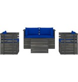 VidaXL 5-delige Loungeset met kussens pallet massief grenenhout