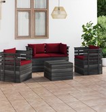 VidaXL 5-delige Loungeset met kussens pallet massief grenenhout