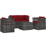 VidaXL 5-delige Loungeset met kussens pallet massief grenenhout