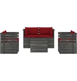 VidaXL 5-delige Loungeset met kussens pallet massief grenenhout