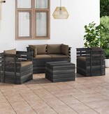 VidaXL 5-delige Loungeset met kussens pallet massief grenenhout