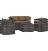 VidaXL 5-delige Loungeset met kussens pallet massief grenenhout