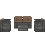 VidaXL 5-delige Loungeset met kussens pallet massief grenenhout