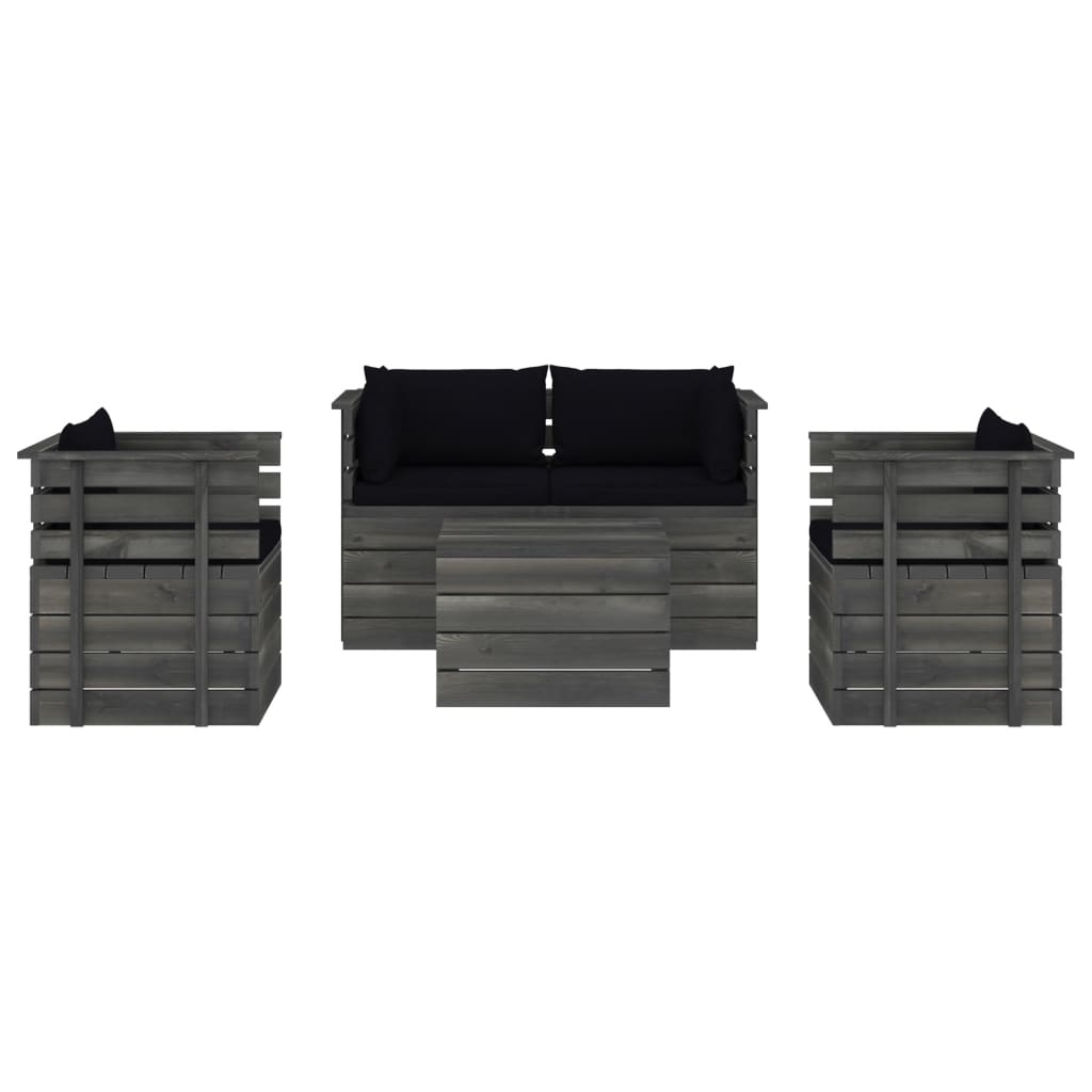 VidaXL 5-delige Loungeset met kussens pallet massief grenenhout