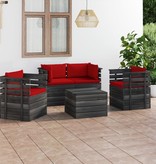 VidaXL 5-delige Loungeset met kussens pallet massief grenenhout