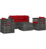 VidaXL 5-delige Loungeset met kussens pallet massief grenenhout