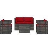 VidaXL 5-delige Loungeset met kussens pallet massief grenenhout