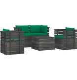 VidaXL 5-delige Loungeset met kussens pallet massief grenenhout