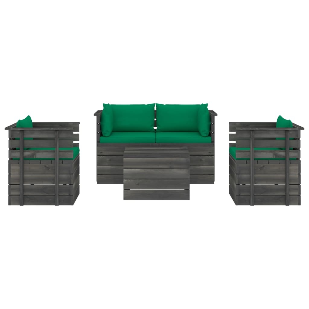 VidaXL 5-delige Loungeset met kussens pallet massief grenenhout