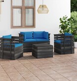 VidaXL 5-delige Loungeset met kussens pallet massief grenenhout
