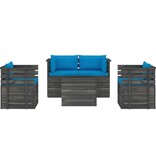 VidaXL 5-delige Loungeset met kussens pallet massief grenenhout