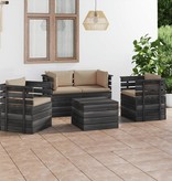VidaXL 5-delige Loungeset met kussens pallet massief grenenhout