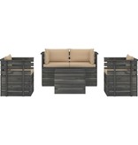VidaXL 5-delige Loungeset met kussens pallet massief grenenhout