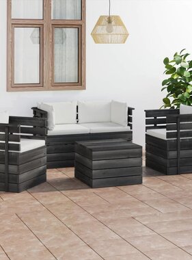 VidaXL 5-delige Loungeset met kussens pallet massief grenenhout