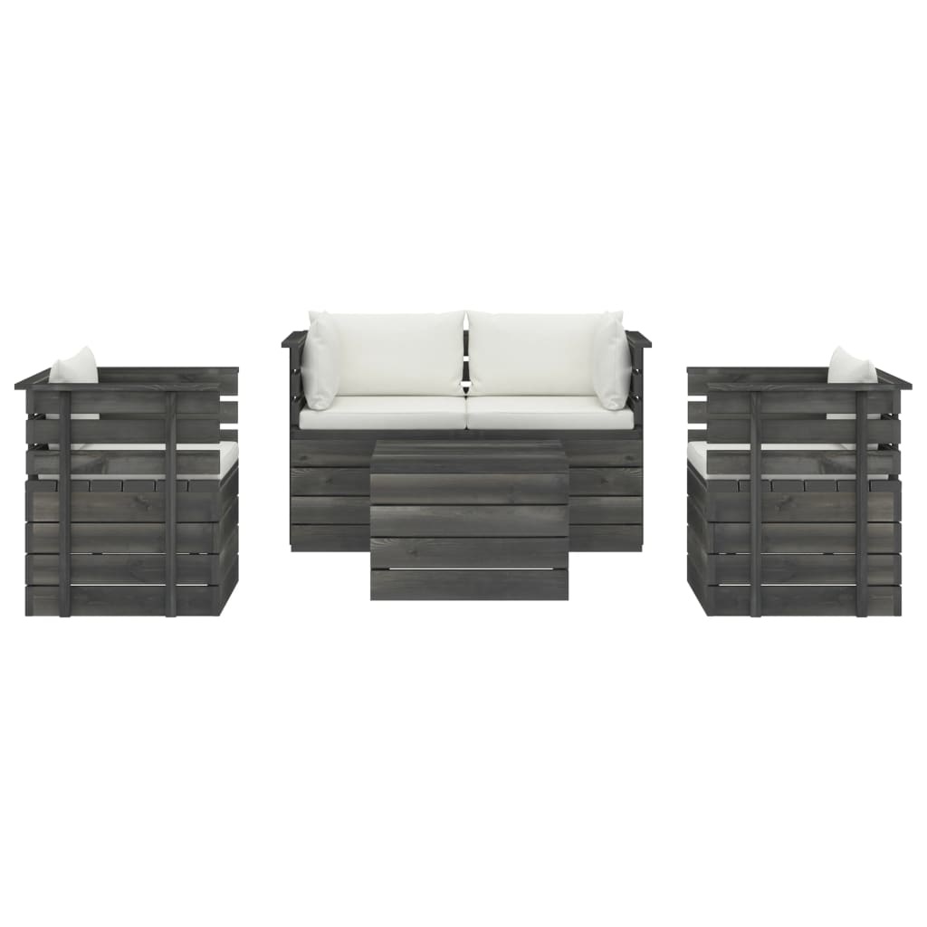 VidaXL 5-delige Loungeset met kussens pallet massief grenenhout