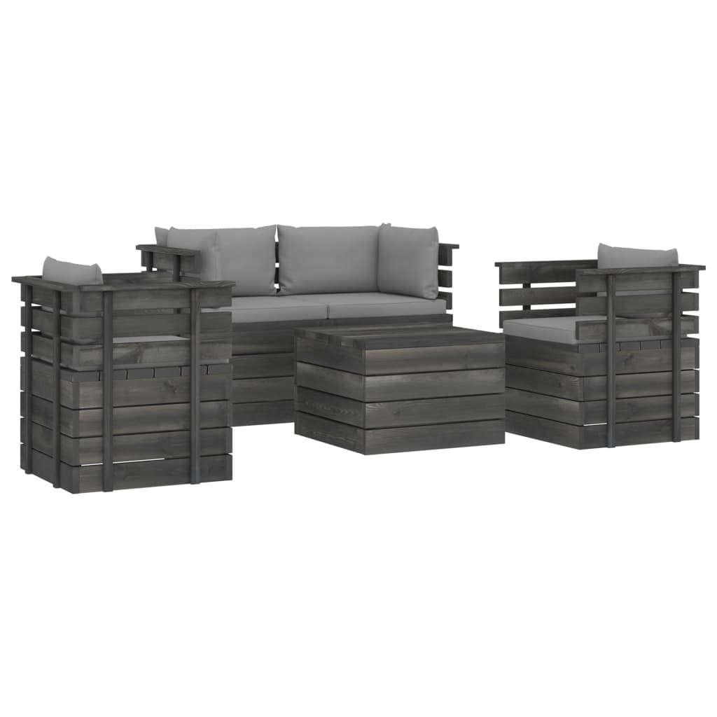 VidaXL 5-delige Loungeset met kussens pallet massief grenenhout