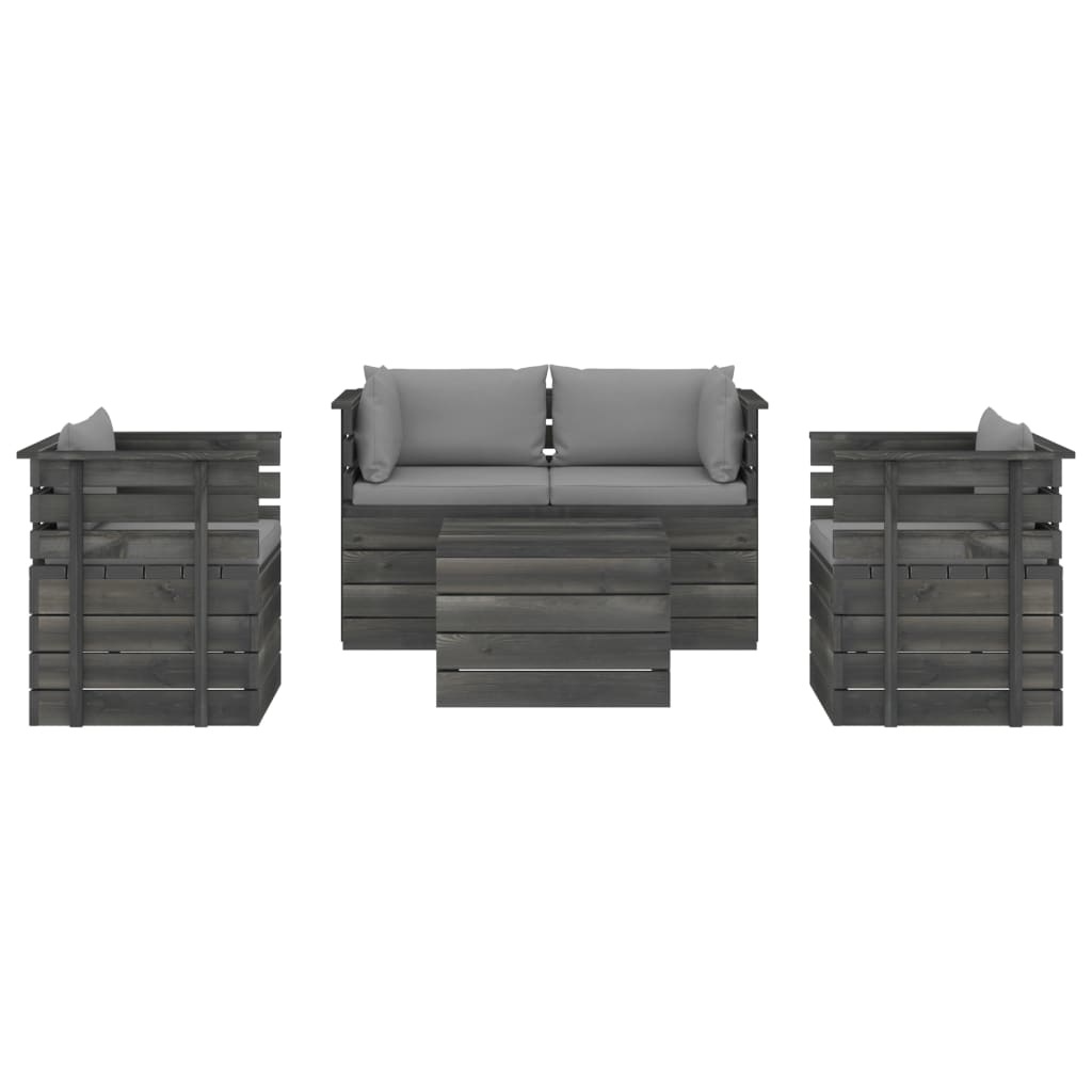 VidaXL 5-delige Loungeset met kussens pallet massief grenenhout