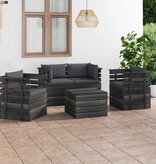 VidaXL 5-delige Loungeset met kussens pallet massief grenenhout
