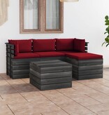 VidaXL 5-delige Loungeset met kussens pallet massief grenenhout