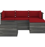 VidaXL 5-delige Loungeset met kussens pallet massief grenenhout