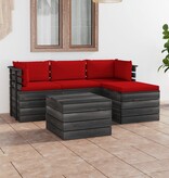 VidaXL 5-delige Loungeset met kussens pallet massief grenenhout