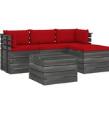 VidaXL 5-delige Loungeset met kussens pallet massief grenenhout