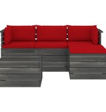VidaXL 5-delige Loungeset met kussens pallet massief grenenhout