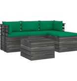VidaXL 5-delige Loungeset met kussens pallet massief grenenhout