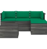 VidaXL 5-delige Loungeset met kussens pallet massief grenenhout