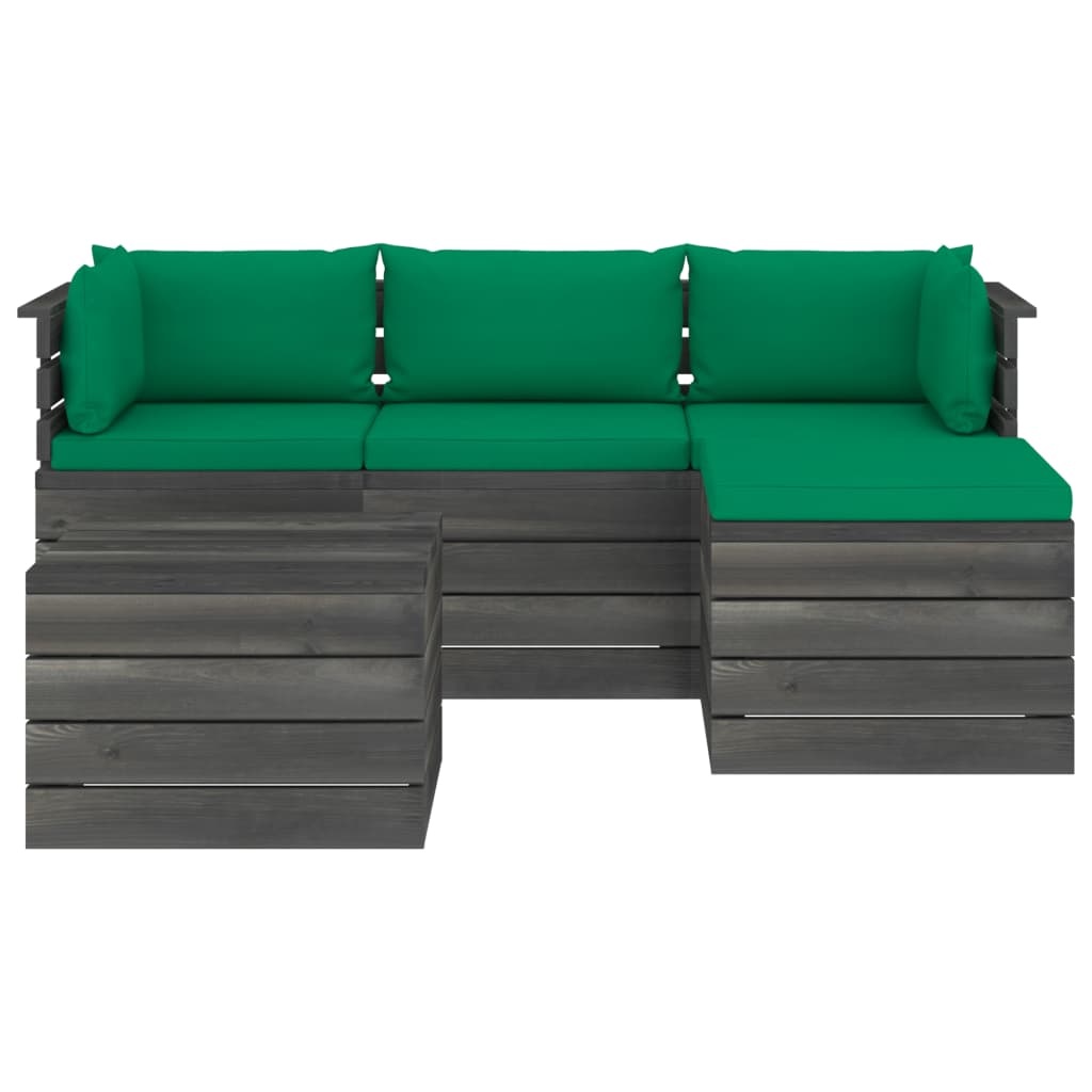 VidaXL 5-delige Loungeset met kussens pallet massief grenenhout
