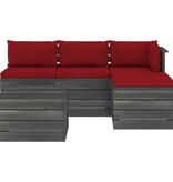 VidaXL 5-delige Loungeset met kussens pallet massief grenenhout