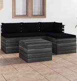 VidaXL 5-delige Loungeset met kussens pallet massief grenenhout