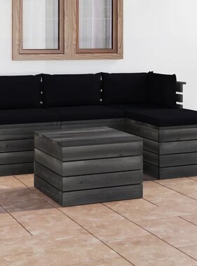 VidaXL 5-delige Loungeset met kussens pallet massief grenenhout