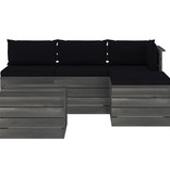 VidaXL 5-delige Loungeset met kussens pallet massief grenenhout