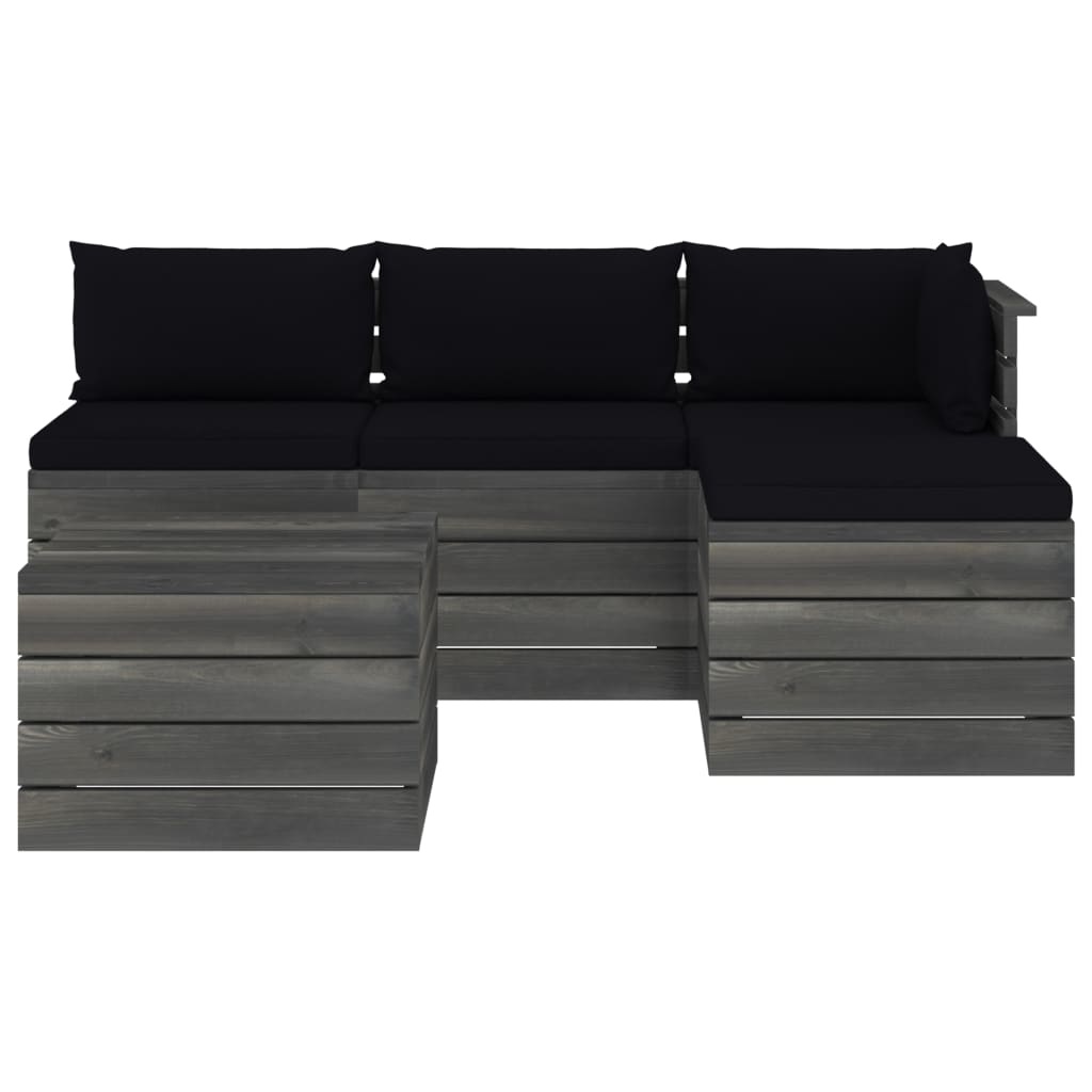 VidaXL 5-delige Loungeset met kussens pallet massief grenenhout