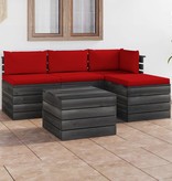 VidaXL 5-delige Loungeset met kussens pallet massief grenenhout