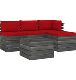 VidaXL 5-delige Loungeset met kussens pallet massief grenenhout
