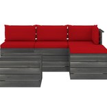 VidaXL 5-delige Loungeset met kussens pallet massief grenenhout