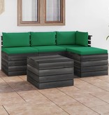 VidaXL 5-delige Loungeset met kussens pallet massief grenenhout