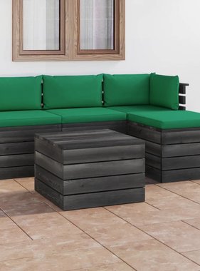 VidaXL 5-delige Loungeset met kussens pallet massief grenenhout