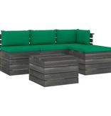 VidaXL 5-delige Loungeset met kussens pallet massief grenenhout