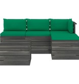 VidaXL 5-delige Loungeset met kussens pallet massief grenenhout