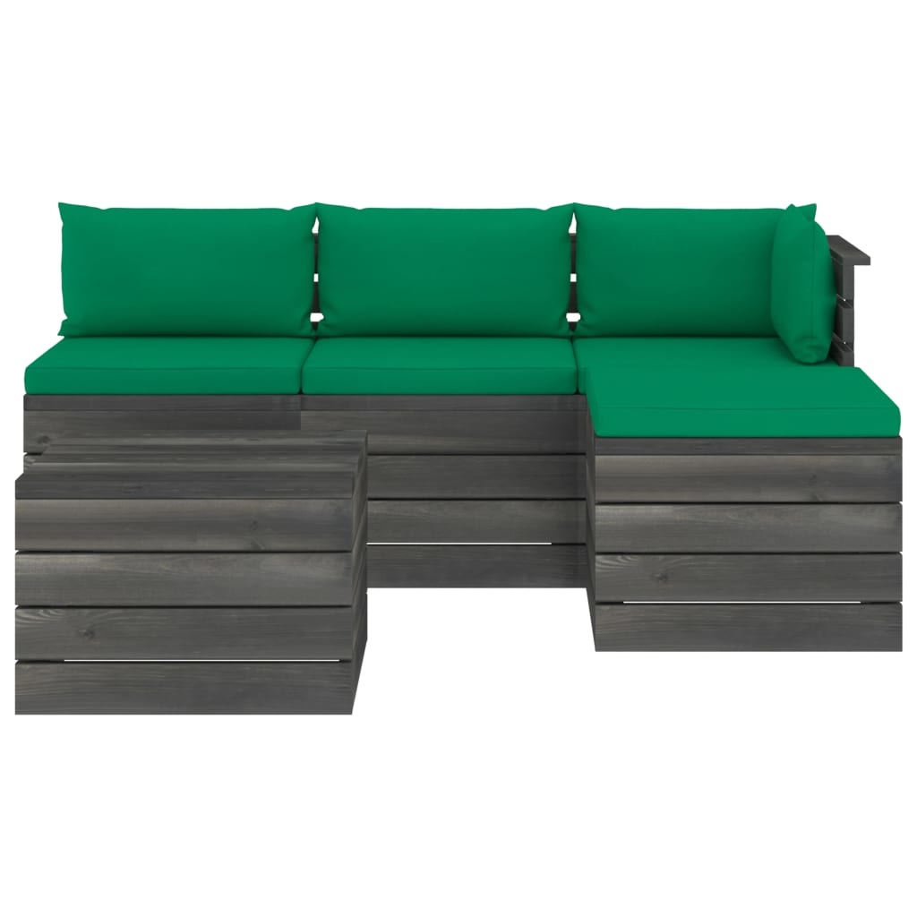 VidaXL 5-delige Loungeset met kussens pallet massief grenenhout