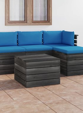 VidaXL 5-delige Loungeset met kussens pallet massief grenenhout