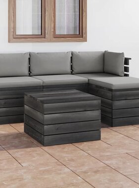 VidaXL 5-delige Loungeset met kussens pallet massief grenenhout