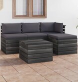 VidaXL 5-delige Loungeset met kussens pallet massief grenenhout