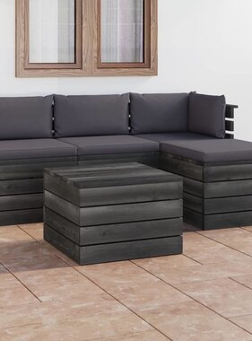 VidaXL 5-delige Loungeset met kussens pallet massief grenenhout