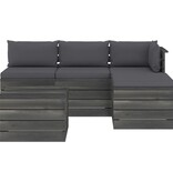 VidaXL 5-delige Loungeset met kussens pallet massief grenenhout