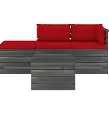 VidaXL 4-delige Loungeset met kussens pallet massief grenenhout