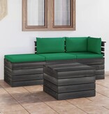 VidaXL 4-delige Loungeset met kussens pallet massief grenenhout